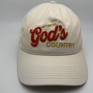 Get Me To God's Country Snapback Baseball Cap Trucker Hat Adjustable Beige Mesh